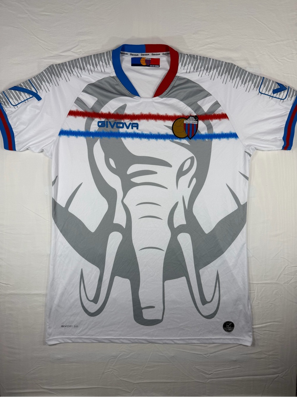 Givova Calcio Catania Soccer Jersey Men's White Elephant Graphic Football Shirt